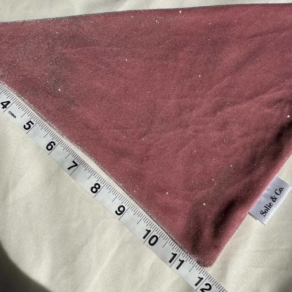 EUC, Solie & Co. Sparkly Berry Pink Faux Velvet Dog Bandana, Size Small